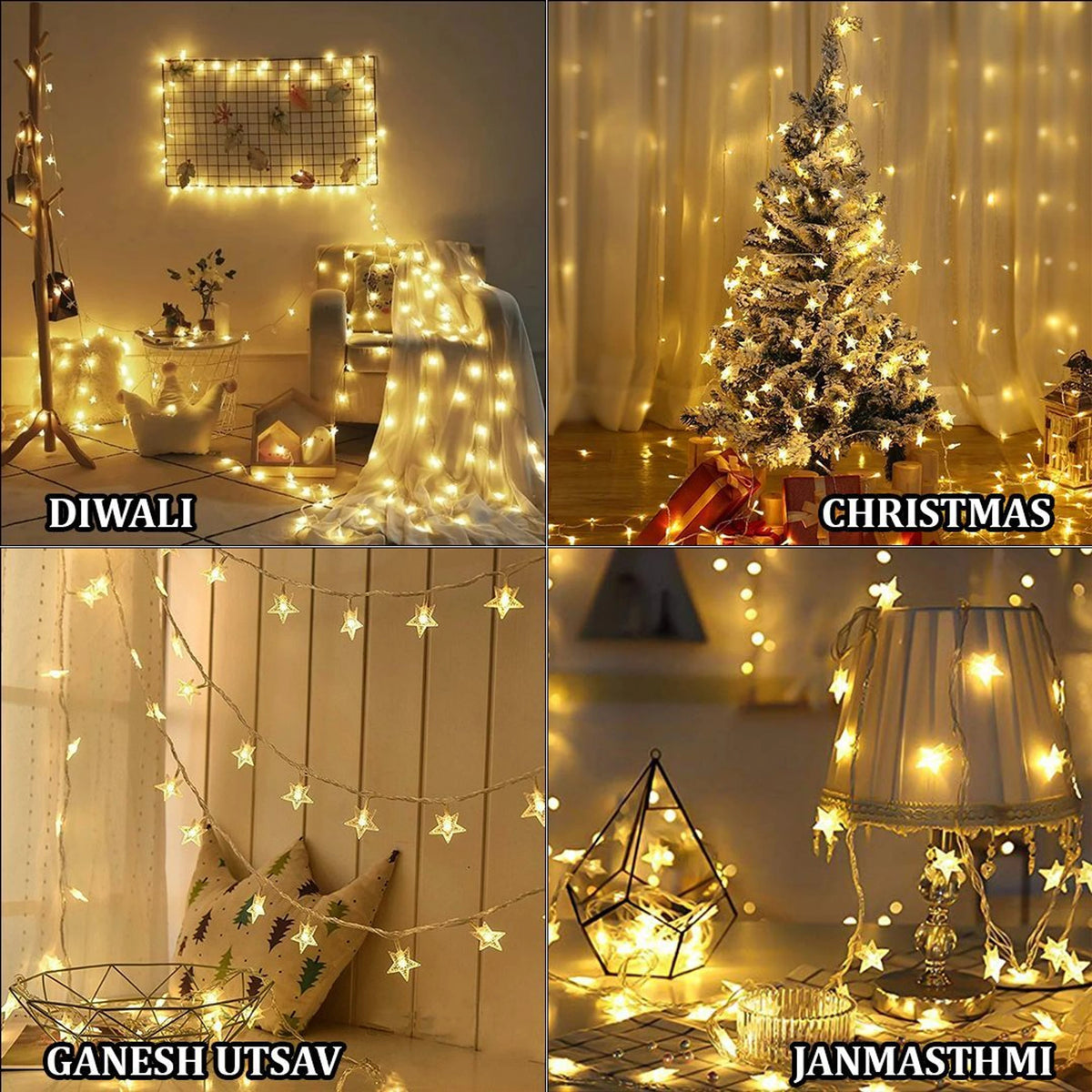 Star Fairy String Lights 2.5M Warm White Copper Wire 12 LED for Home Decor