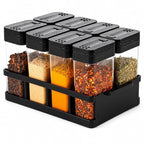Spice Jar Set with Rack and Sliding Lid Shaker Top