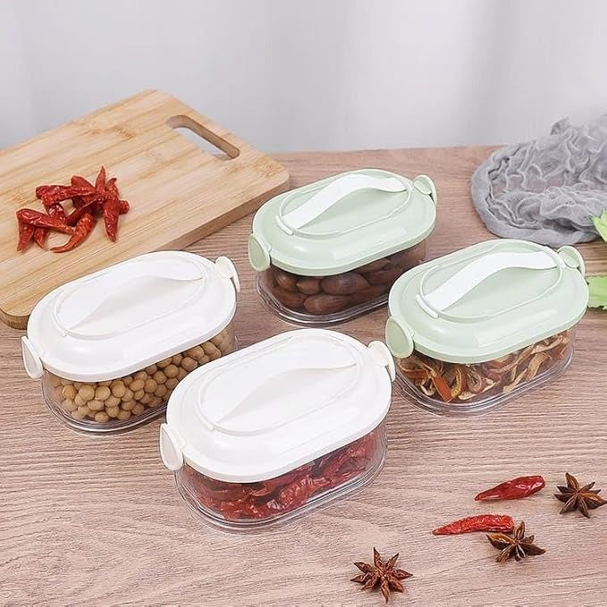 4Layer Transparent Air Tight Sealed Spice Storage Box (assorted colors)