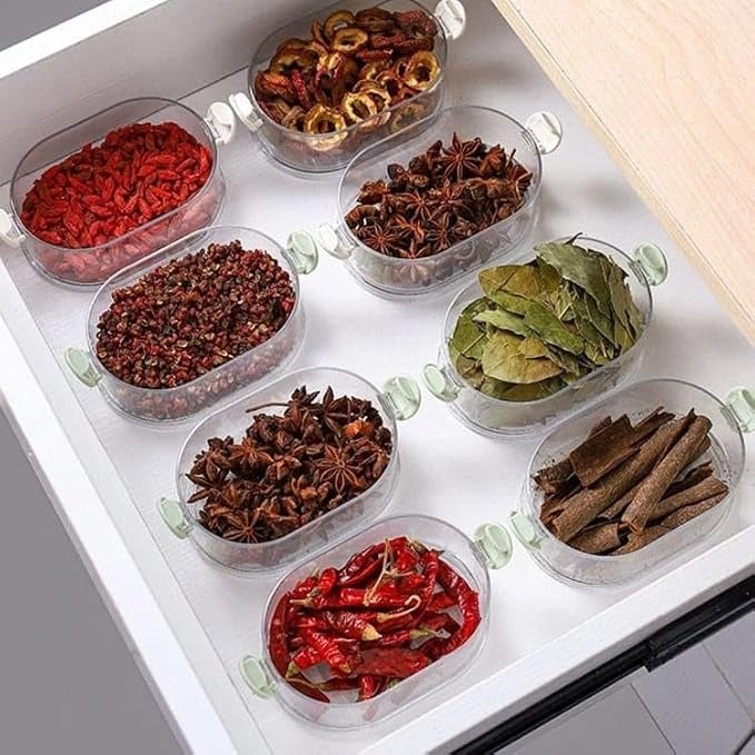 4Layer Transparent Air Tight Sealed Spice Storage Box (assorted colors)