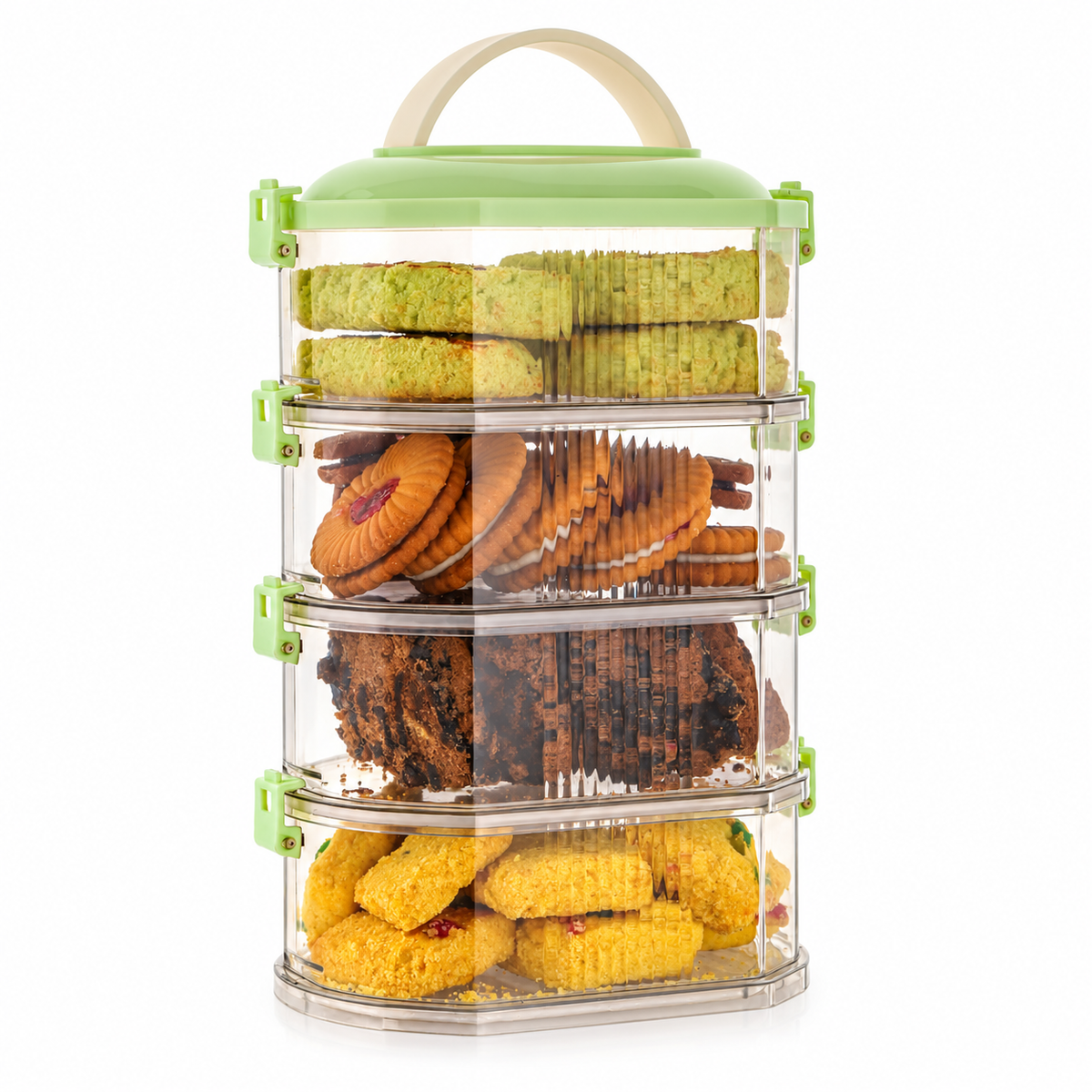4Layer Transparent Air Tight Sealed Spice Storage Box (assorted colors)