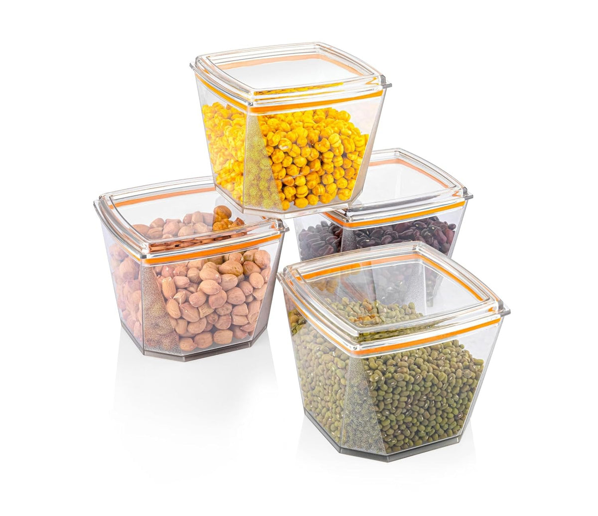 Clear Plastic Food Storage Containers with Lids,  500 ML (PACK OF 4)