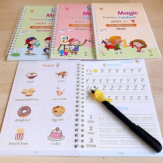 Magic Book for Kids, Sank Magic Practice Copybook(4 Book+10 Refill+1 Pen+1 Grip) - CL-RI-1345